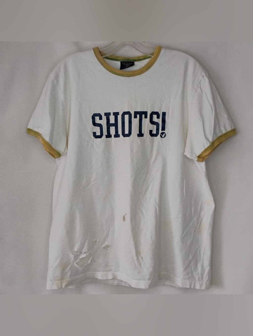 Vintage Mens Size Medium American Eagle Shots Thrashed Grunge Tee Ripped Stained